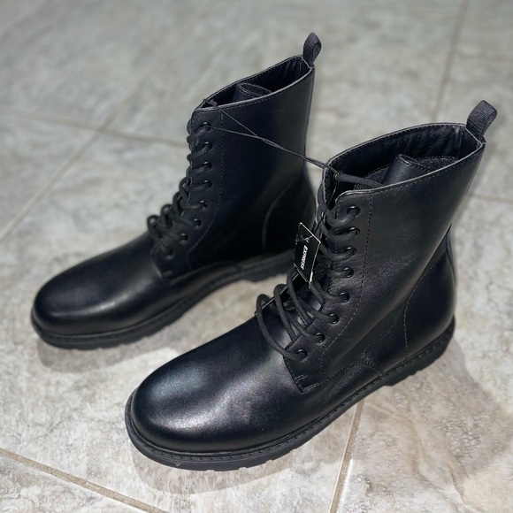 NWT Express Black Combat Boots - Picture 3 of 11
